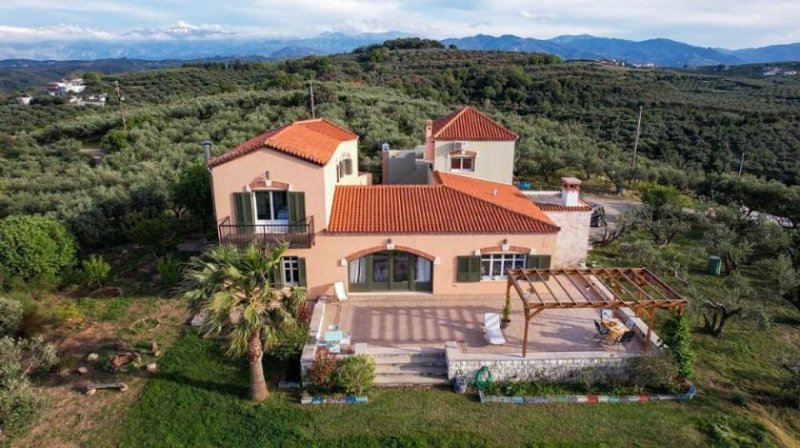 Polemarchi Kreta, Polemarchi: Große rustikale Villa mit tollem Meerblick zu verkaufen Haus kaufen